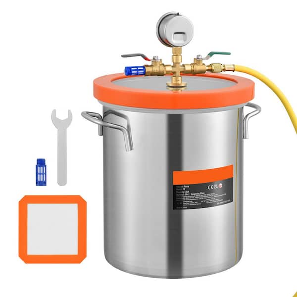 3 Gal. Vacuum Chamber, Upgraded Tempered Glass Lid Vacuum Degassing Chamber, 304 Stainless Steel Chamber
