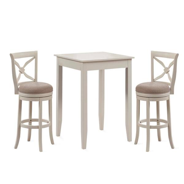 American Woodcrafters Accera 3 Piece Distressed Antique White 42 in. H Pub Set