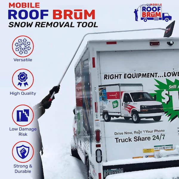 Mobile RoofBrum Snow Broom for Extra Large Vehicles 12 Foot - No Scra