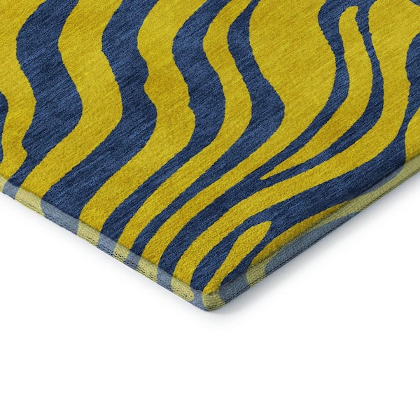 Mayfield Premium Machine Washable Abstract AMF1043 Yellow 2 ft. x 3 ft. Area Rug