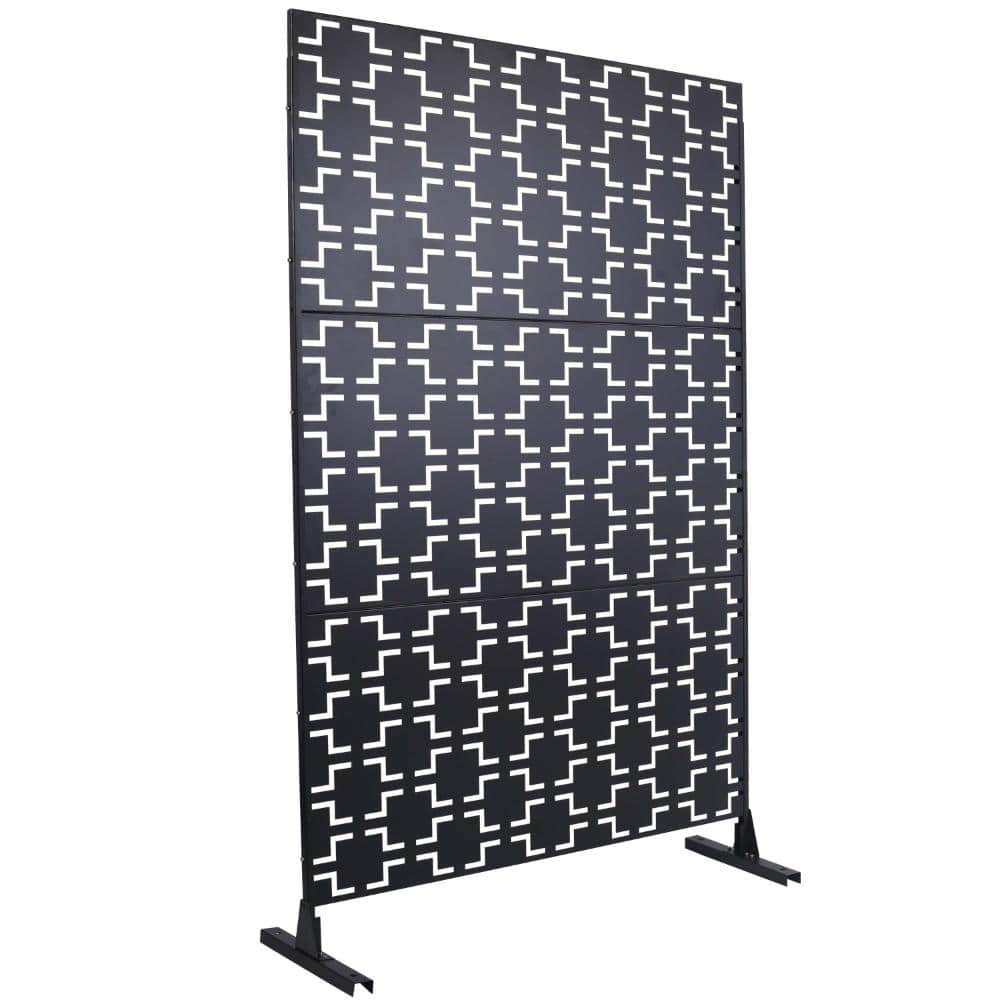"48"" H x 76"" W Black Metal Privacy Screen with Stable Base, Privacy Fence Panels for Outdoor Freestanding" price history on PriceWatchPro