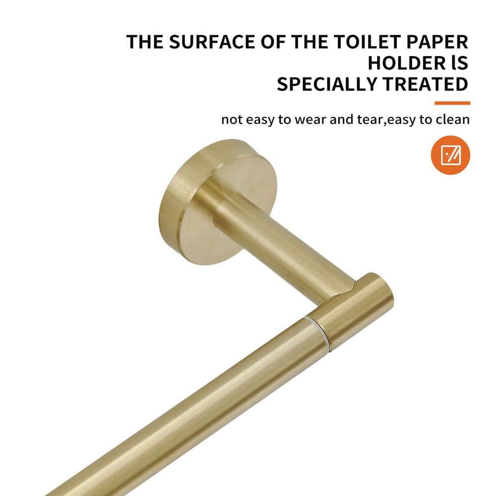 Brushed Gold Stainless Steel Wall Mounted Toilet Paper Holder