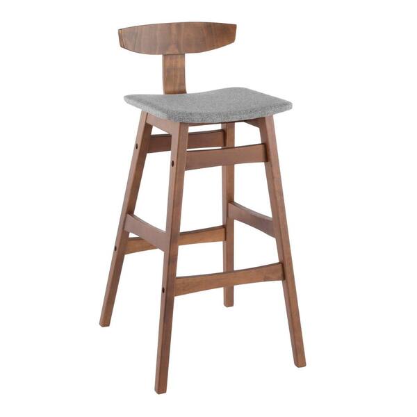 Lumisource Chalet 30 in. Walnut and Grey Bar Stool