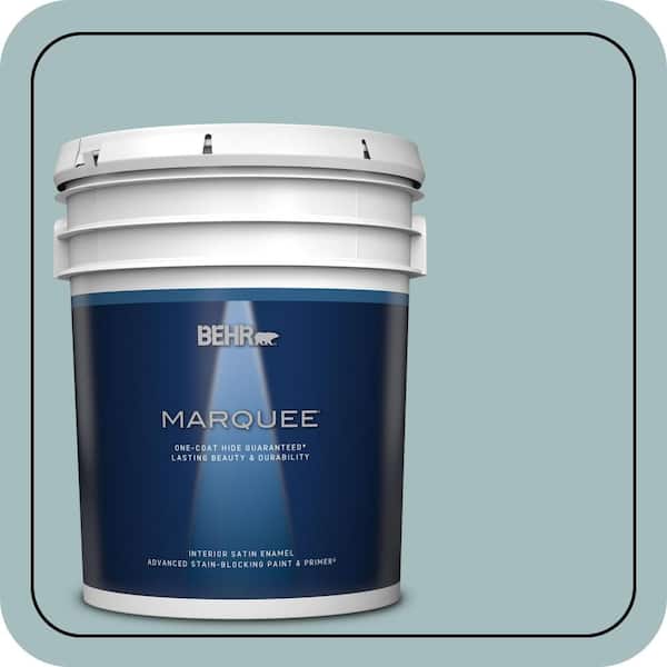BEHR MARQUEE 5 gal. #PPU13-13 Oslo Blue One-Coat Hide Satin Enamel Interior Paint & Primer