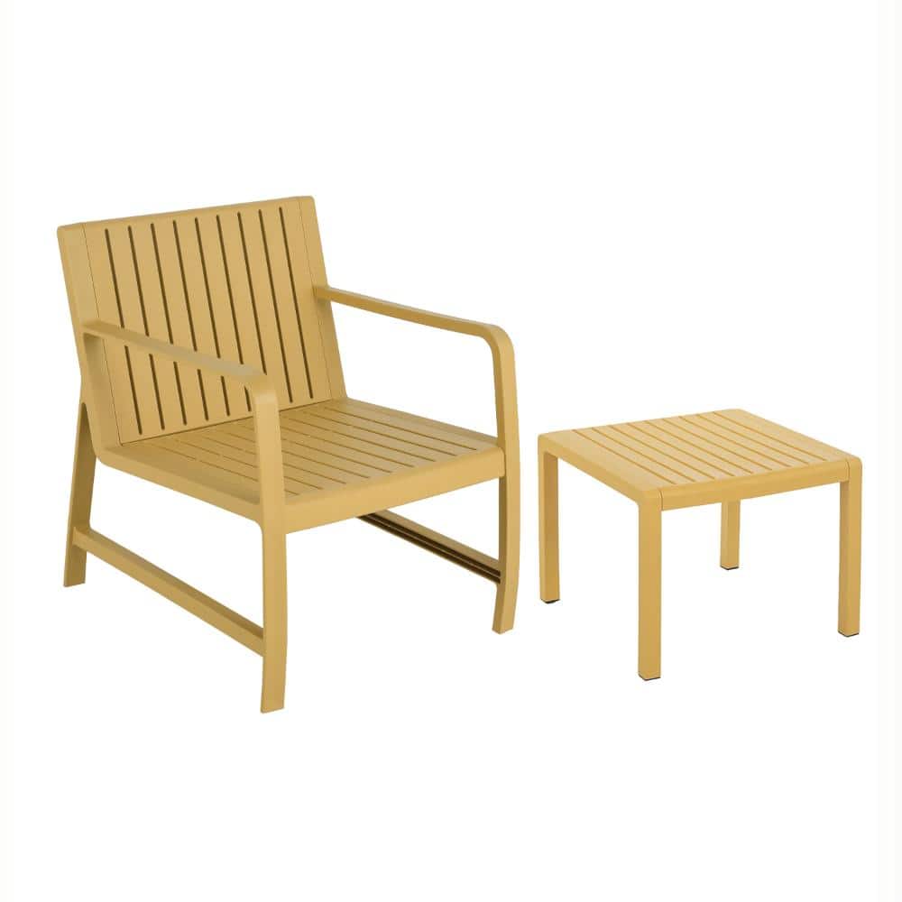 27 in. W Yellow Polypropylene Outdoor Bistro Chair and Coffee Table Set, 2-Piece price history on PriceWatchPro