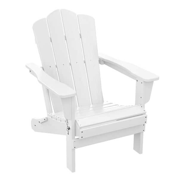 JEAREY HDPE Classic White Folding Plastic Adirondack Chair (1-Pack)