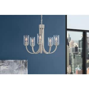 Kendall Manor 5-Light Brushed Nickel Dining Room Chandelier with Clear Glass Shades