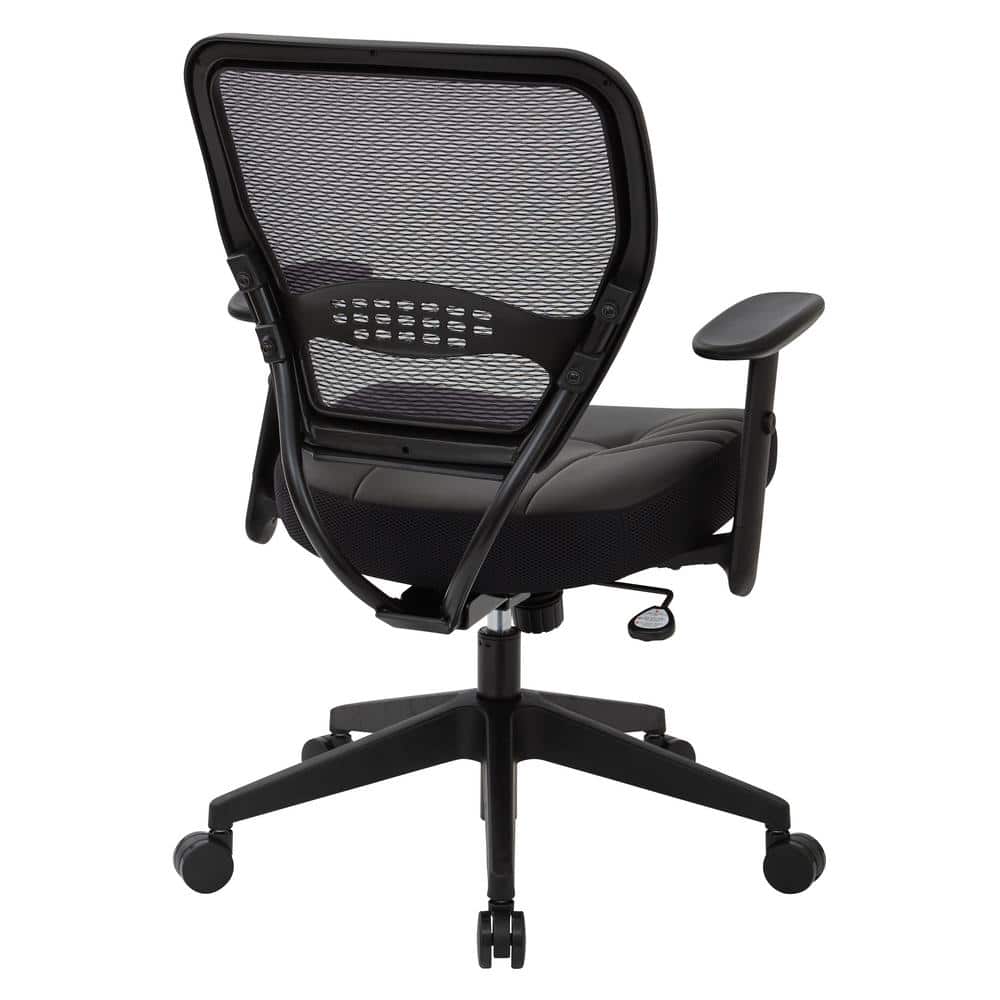 Executive Black Leather & Mesh Office Chair with Adjustable Arms