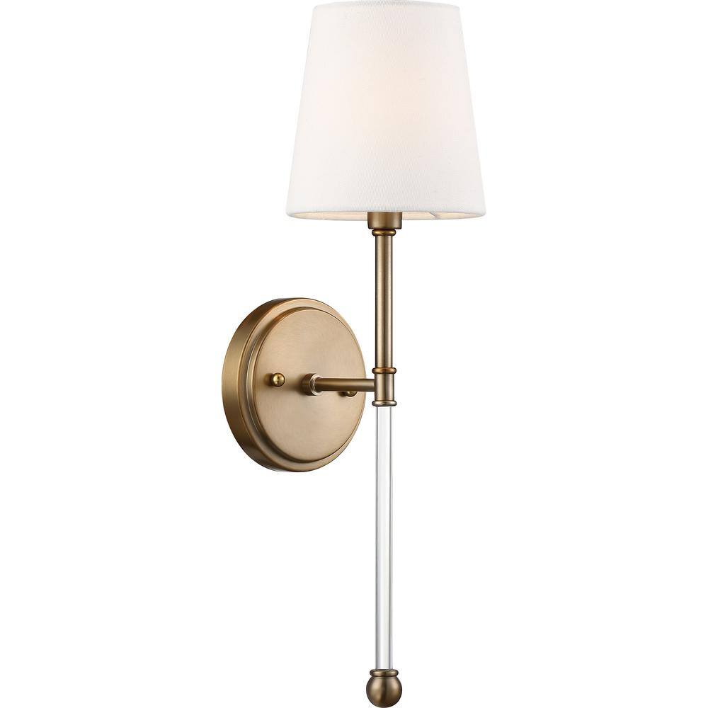 Olmstead Bronze and White Linen Wall Sconce