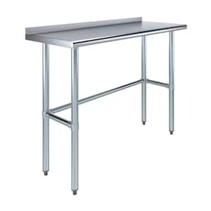 Stainless Steel 18 in. x 48 in. Open Base Kitchen Prep Table with 1.5 in. Backsplash. Metal Prep Table