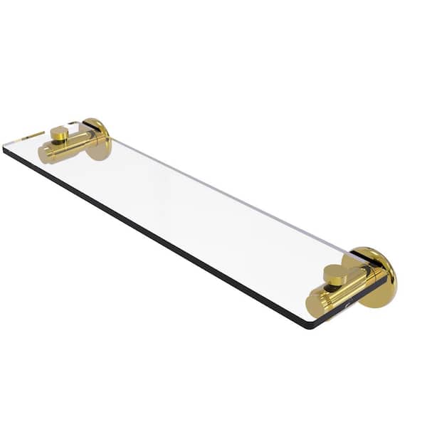 Allied Brass Tribecca Collection 22 in. Glass Vanity Shelf with Beveled Edges in Polished Brass