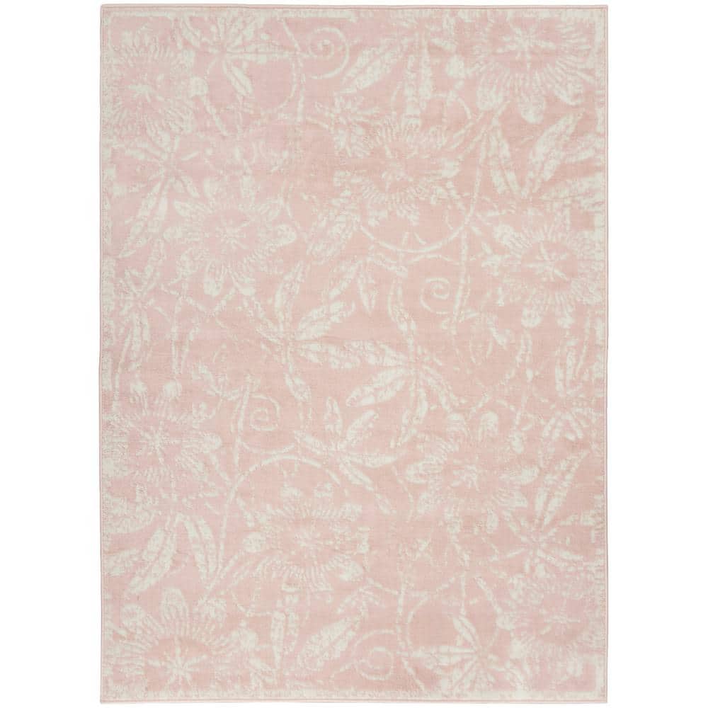 Nourison Whimsicle Pink 5 ft. x 7 ft. Floral Contemporary Area Rug ...
