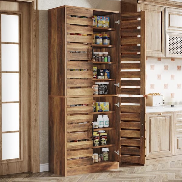 BYBLIGHT Ahlivia Rustic Brown Wood 28.74 in. W Buffet Sideboards with 4-Door and Adjustable Shelves for Kitchen Dining Table