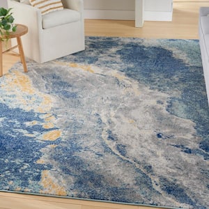 Passion Blue Multicolor 8 ft. x 10 ft. Abstract Contemporary Area Rug