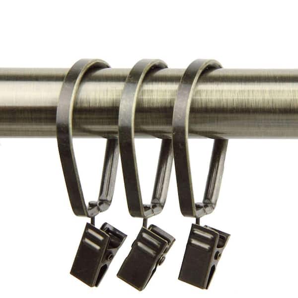 Antique Brass Nickel Curtain Rings with Clips (Set of 10)