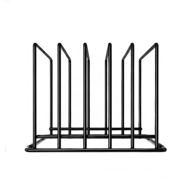 5-Slot Steel Standing Vertical Pot Rack Organizer Space Saving Storage for Thin Pans Baking Trays in Black