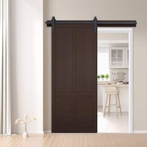 30 in. x 84 in. The Robinhood Sable Wood Sliding Barn Door with Hardware Kit in Black