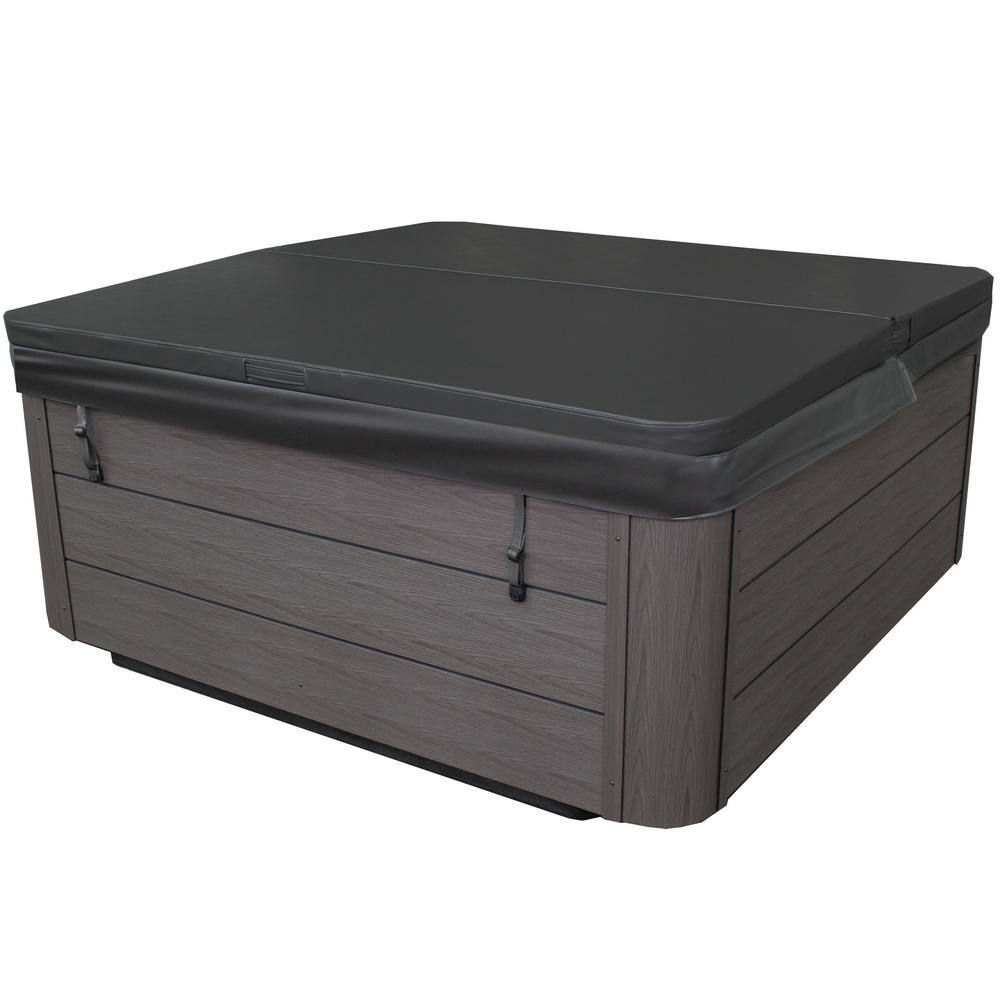 Scenic 6-Person Grey and White Rectangle Hot Tub with 69 Jets