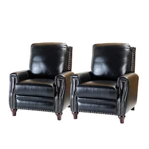 Theresa Black Leather Standard (No Motion) Recliner (Set of 2)