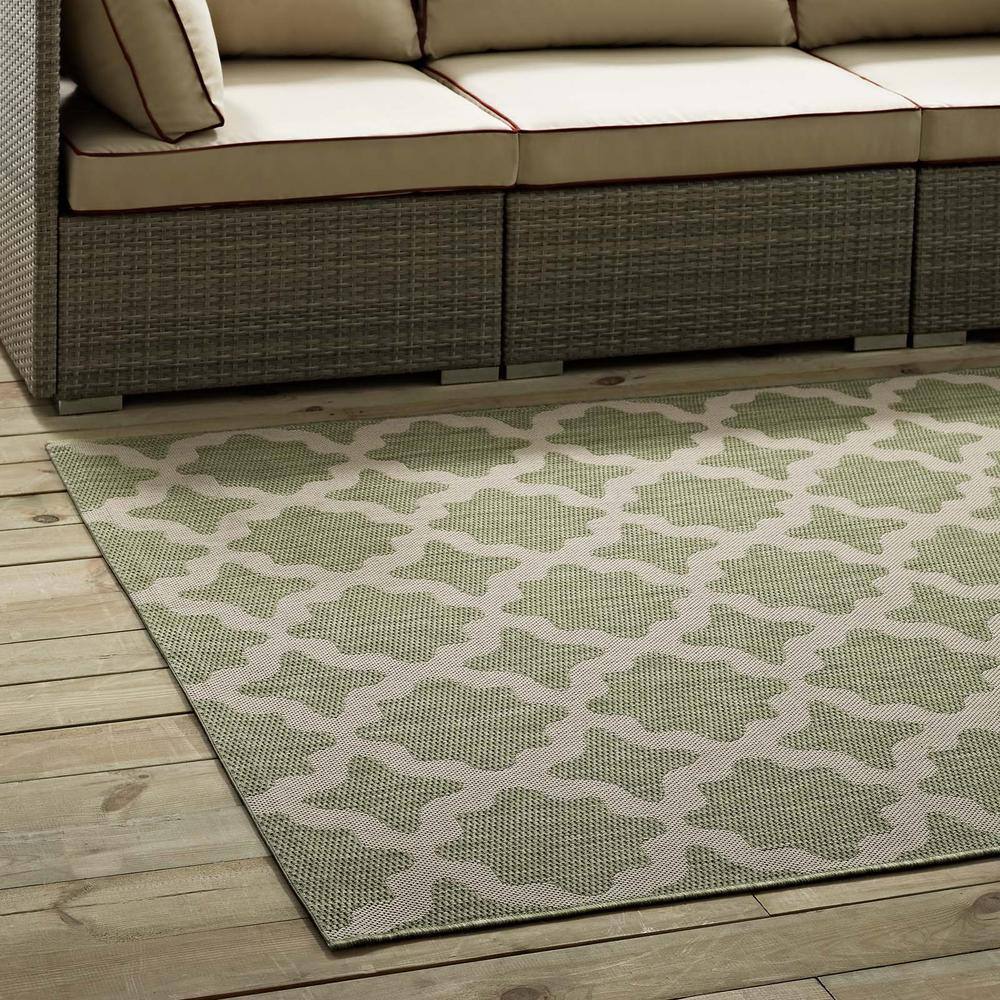 Beige & Light Green 8' x 10' Trellis Synthetic Area Rug