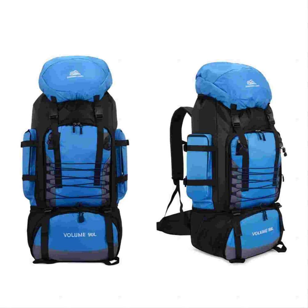 Afoxsos 90L Blue Nylon Camping Backpack Waterproof Travel