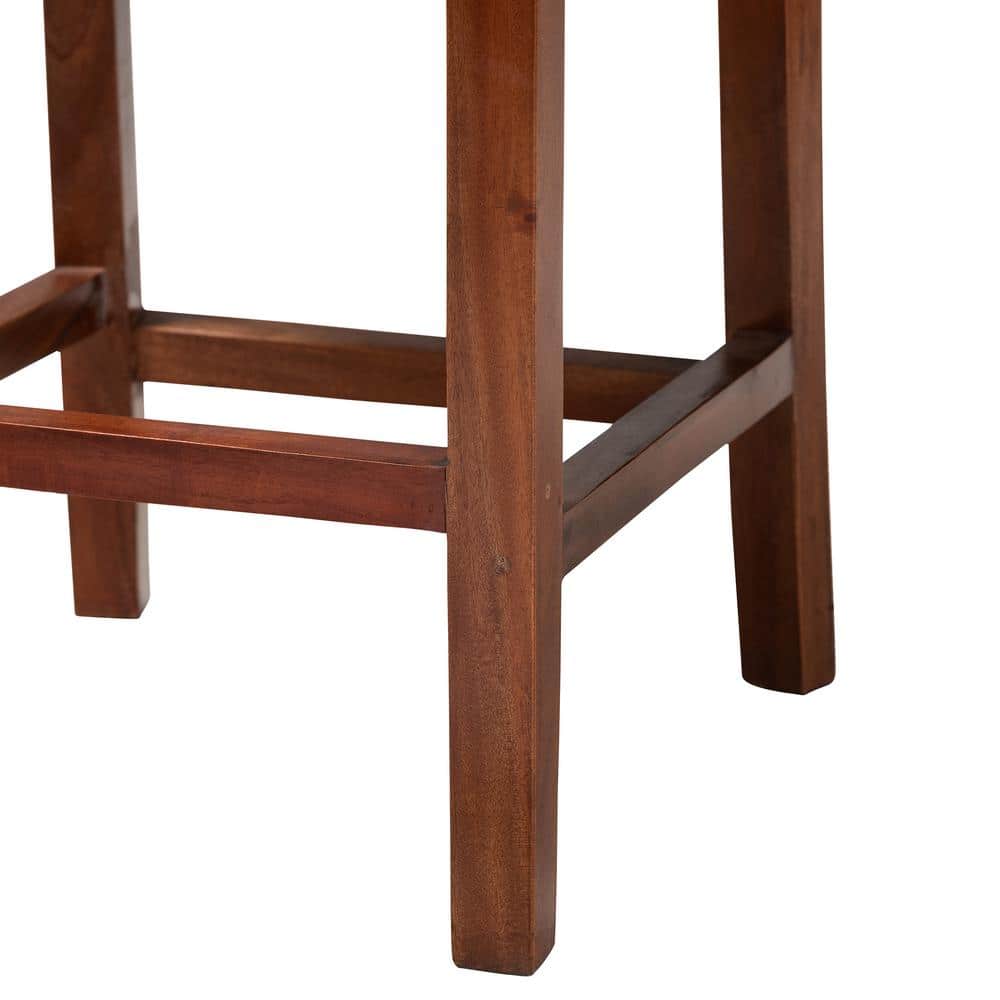Racquel Mahogany Wood and Rattan Counter Stool in Walnut Brown