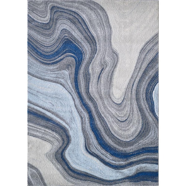 Arte Blue 5 ft. x 8 ft. Watercolor Mid-Century Area Rug