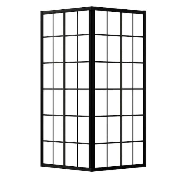 36 in. D x 36 in. W x 72 in. H Double Sliding Framed Corner Shower Enclosure in Matte Black with 1/4 in. Clear Glass