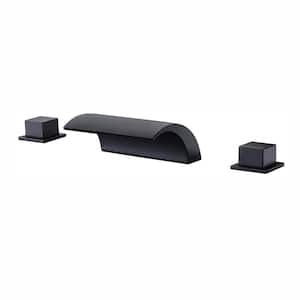 Waterfall Double Handle Tub Deck Mount Roman Tub Faucet with Valves in Oil Rubbed Bronze