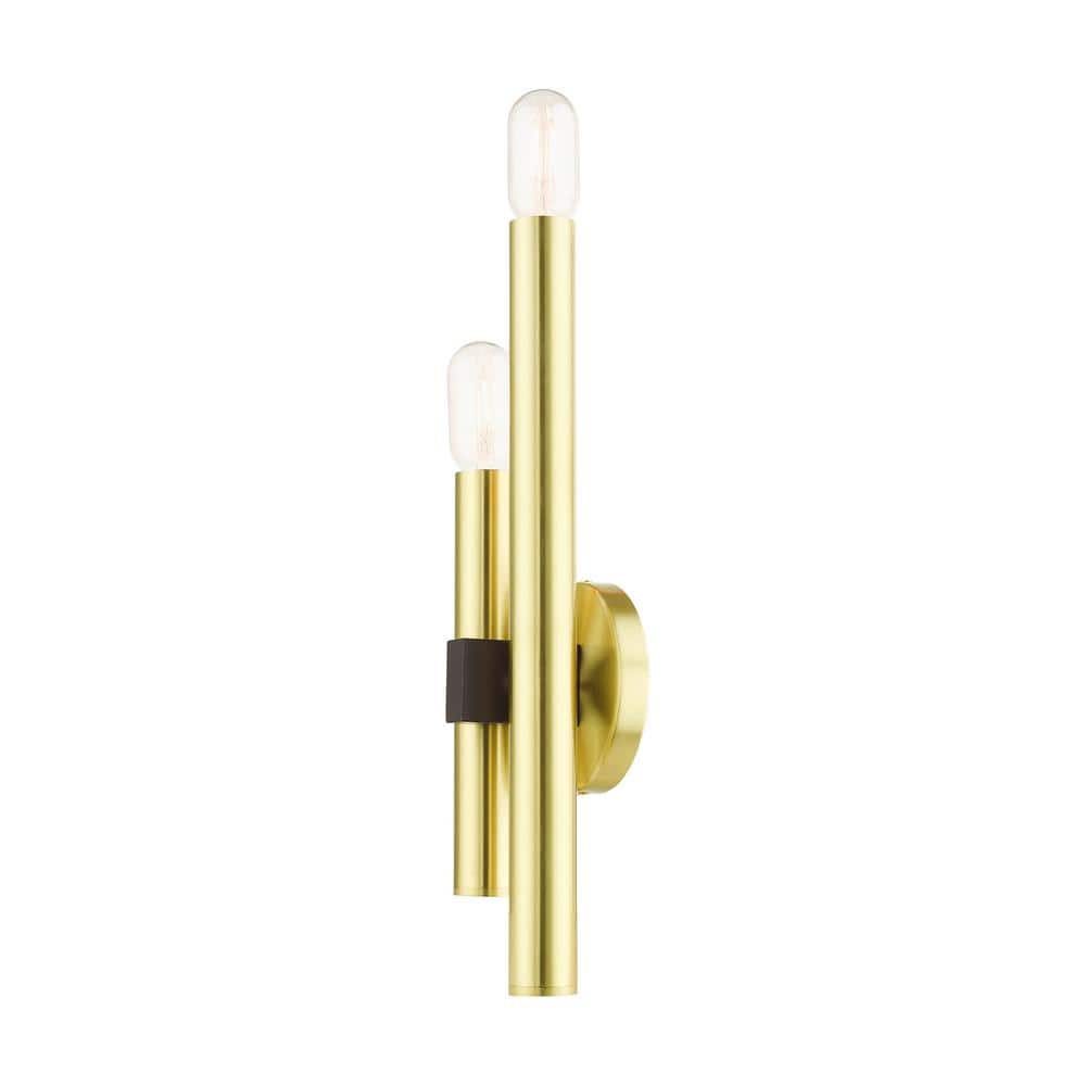 Helsinki Satin Brass and Bronze 2-Light ADA Wall Sconce