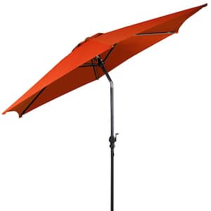 10 ft. Steel Market 6 Ribs Tilt with Crank Outdoor Garden Patio Umbrella in Orange