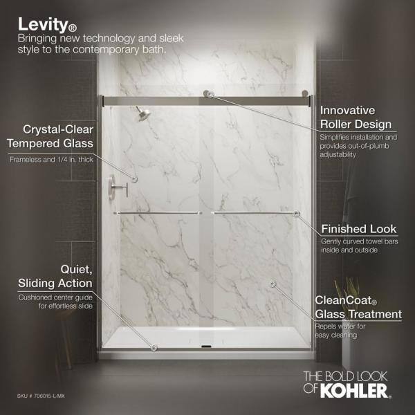 Levity 48" Crystal Clear Glass Shower Door with Dark Bronze Frame