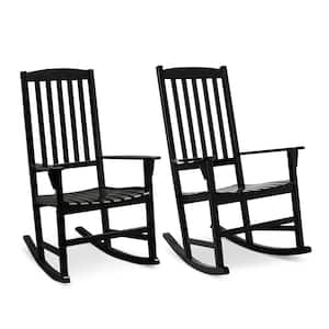 Thames Black Wood Outdoor Rocking Chair (Set Of 2)