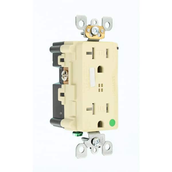 Leviton Decora Plus 20 Amp 125 V Hospital Grade Tamper Resistant Duplex Outlet/Receptacle w/ Alarm, Ivory (1-Pack) T8380-I