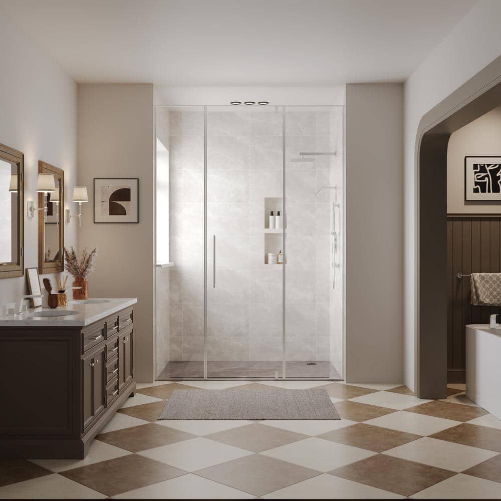 Brushed Nickel Dual Rainfall Shower System with Handheld Spray