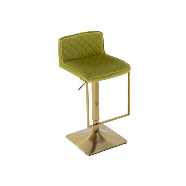 JASMODER 39.76 in. Green Tufted Velvet Swivel Barstool Chairs with Foot Rest
