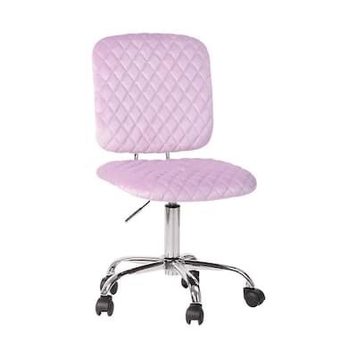 Lilac Quilted Velvet Upholstery Task Office Chair Purple