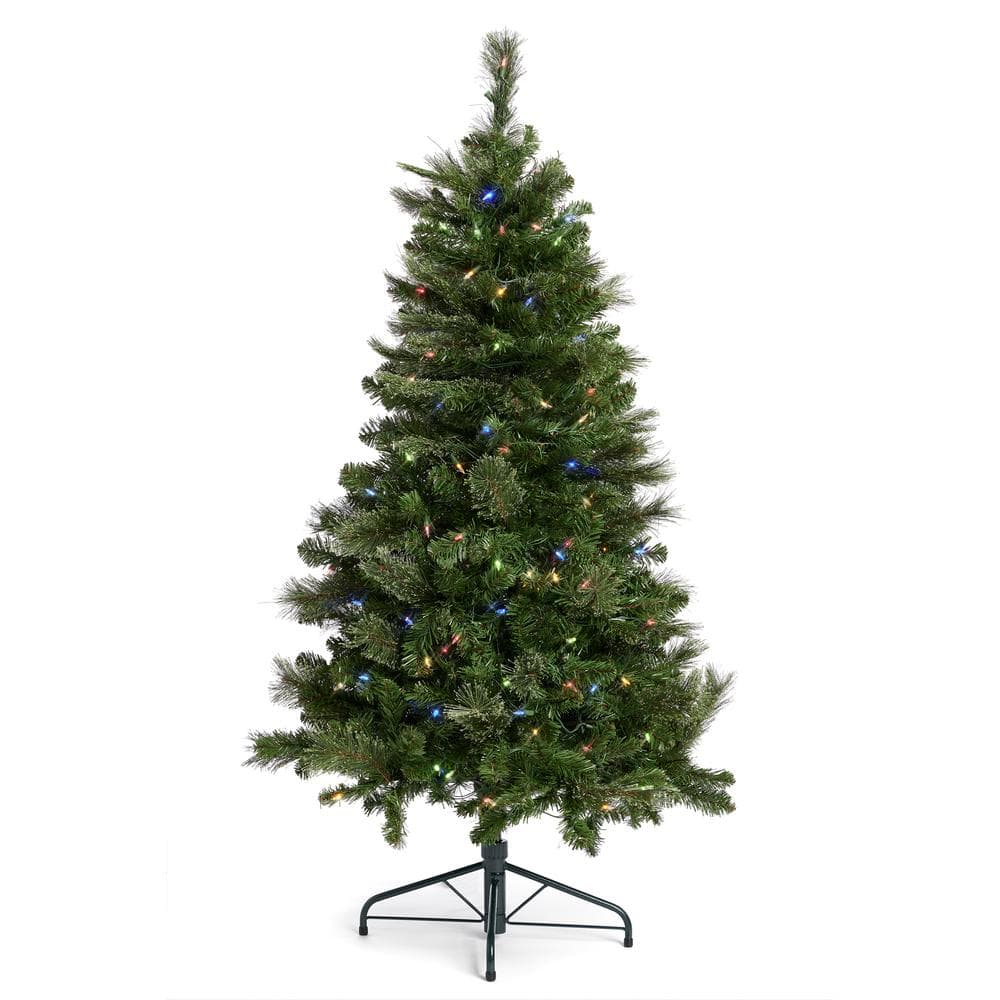 5-Foot Green Artificial Christmas Tree with Color-Changing LED Lights