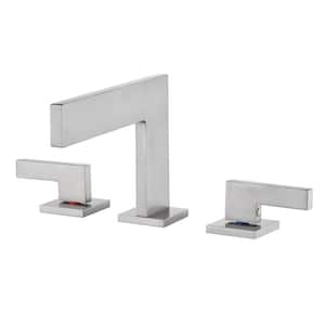 Waterfall 8 in. Widespread Double Handle Bathroom Faucet with Spot Resistant in Brushed Nickel