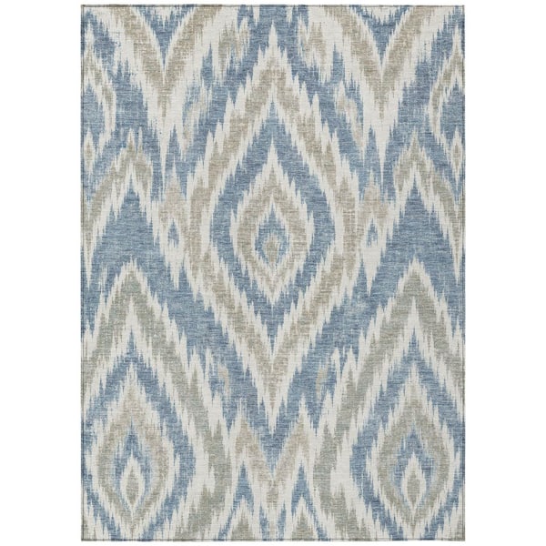 Chantille Machine Washable Indoor/Outdoor Abstract ACN3071 Denim 3 ft. x 5 ft. Area Rug