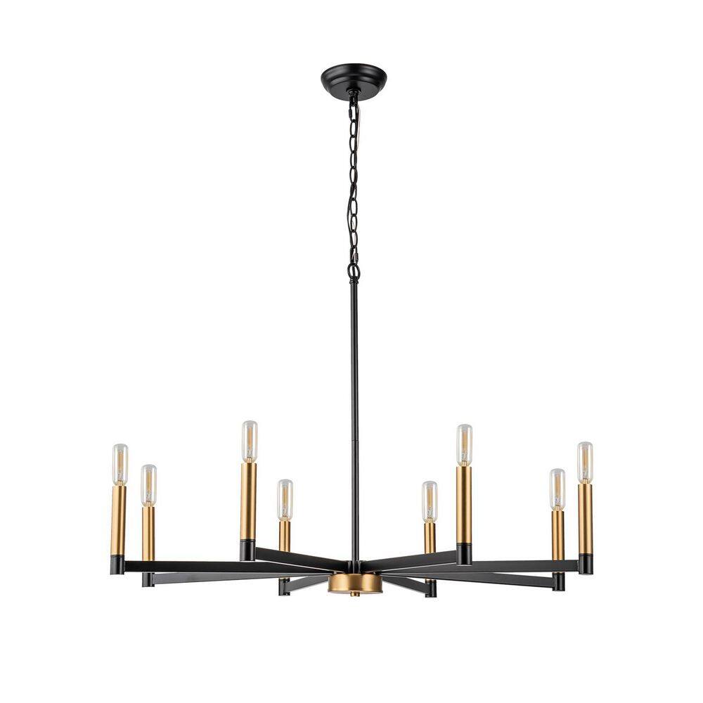 35. 4in. 8-Light Black and Gold Classic Candlestick Chandelier, Farmhouse Pendant for Kitchen Dining Living Room price history on PriceWatchPro
