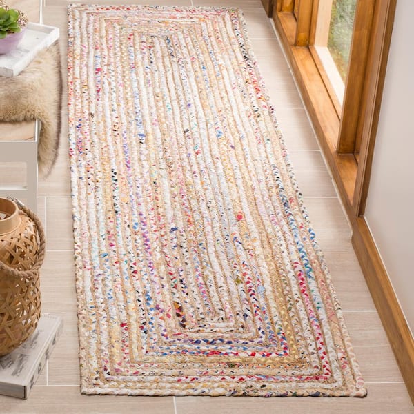 Cape Cod Beige/Multi 2 ft. x 7 ft. Striped Border Runner Rug