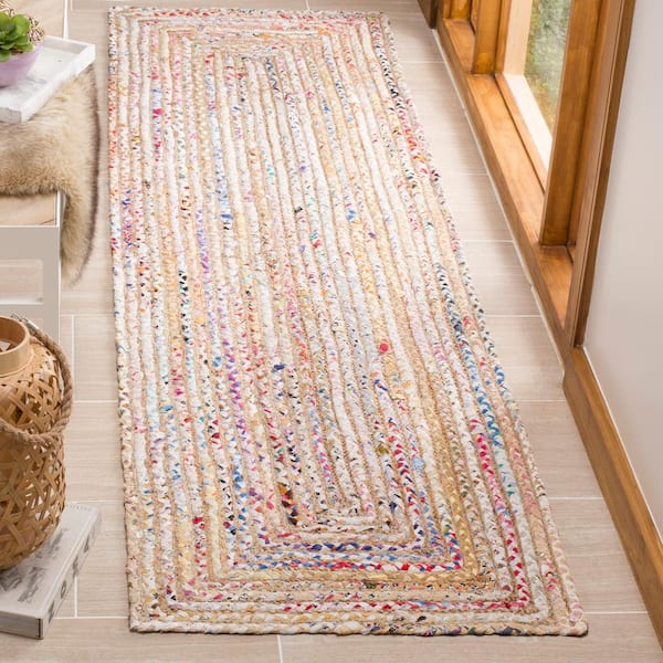 Cape Cod Beige/Multi 2 ft. x 9 ft. Striped Border Runner Rug