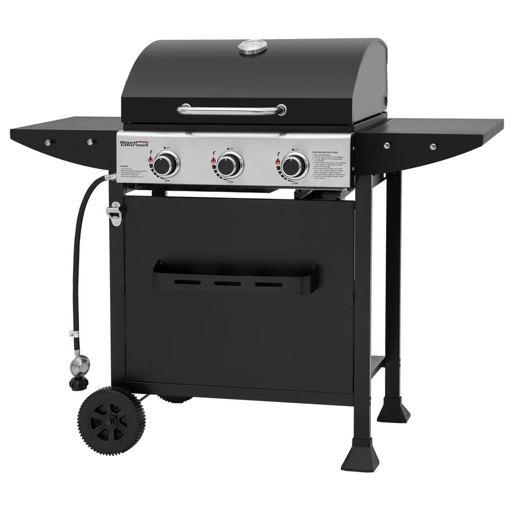 Royal Gourmet 3-Burner Black Propane Gas Grill with Stainless Steel