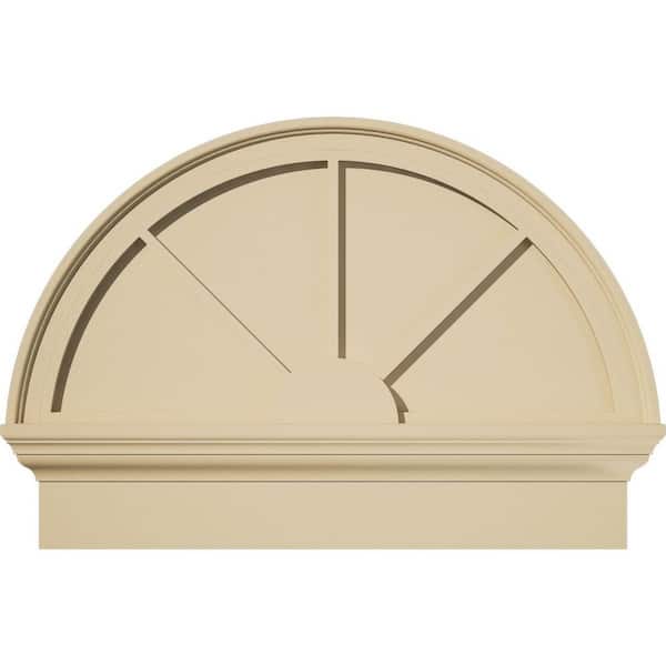 Ekena Millwork 28-in W x 20-3/4-in H x 2-3/4-in P Half Round 3 Spoke Signature Urethane Combination Pediment, Primed Tan