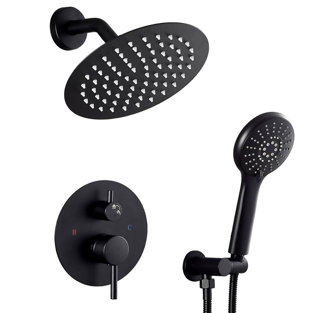 Single Handle 3-Spray 10 in. Round Shower Faucet 2.5 GPM with Pressure Bala