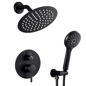 Single Handle 3-Spray 10 in. Round Shower Faucet 2.5 GPM with Pressure Balance in. Matte Black