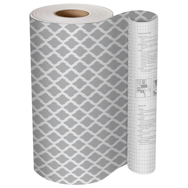 Adhesive Metro Gray Lattice 18 in. D x 240 in L Geometric Adhesive Backing, Drawer and Shelf Liners (1-Pack)