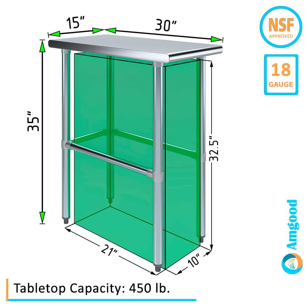 15" x 30" Stainless Steel Work Table with Galvanized Legs
