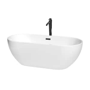 Brooklyn 67 in. Acrylic Flatbottom Bathtub in White with Matte Black Trim and Faucet